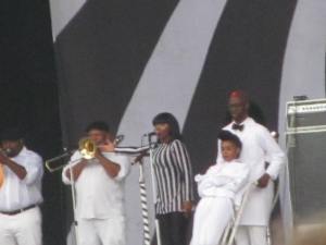 Janelle Monae opening in a straightjacket
